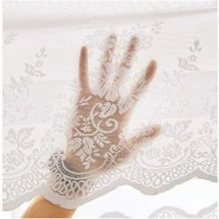 DKSFJKL Rideaux Rideau Bistro Semi-transparent Broderie Fleurs Blanches Semi-transparent Rideau Court Pour Cuisine Salon Chambre Porte Rideau Fleur 100x61cm -Rideau et tringle Soldes 2024 45336093 4