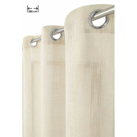 RIDEAUDISCOUNT Voilage Grande Largeur 280 X 240 Cm à 14 Oeillets Effet Lin Irisé Ecru Avec Fil Lurex Doré - Ecru 1 RIDEAUDISCOUNT Voilage Grande Largeur 280 X 240 Cm à 14 Oeillets Effet Lin Irisé Ecru Avec Fil Lurex Doré - Ecru