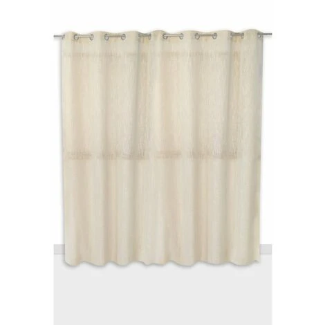 RIDEAUDISCOUNT Voilage Grande Largeur 280 X 240 Cm à 14 Oeillets Effet Lin Irisé Ecru Avec Fil Lurex Doré - Ecru 2 RIDEAUDISCOUNT Voilage Grande Largeur 280 X 240 Cm à 14 Oeillets Effet Lin Irisé Ecru Avec Fil Lurex Doré - Ecru – Image 2
