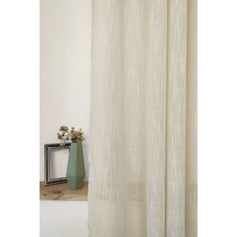 RIDEAUDISCOUNT Voilage Grande Largeur 280 X 240 Cm à 14 Oeillets Effet Lin Irisé Ecru Avec Fil Lurex Doré - Ecru 3 RIDEAUDISCOUNT Voilage Grande Largeur 280 X 240 Cm à 14 Oeillets Effet Lin Irisé Ecru Avec Fil Lurex Doré - Ecru – Image 3