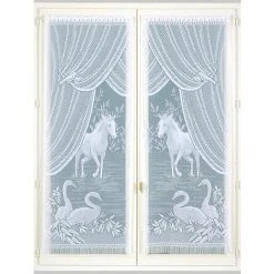 HOMEMAISON Paire De Vitrages Esprit "Equestre" Blanc 60 X 120 Cm - Blanc