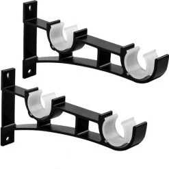 Support De Tringle à Rideaux Double Draperie Tringle Supports Noir Supports De Tringle à Rideaux En Robuste En Alliage D'aluminium Avec Vis Supports Pour Barre Rideau Fixations Pour Tringle à Rideaux，Starlight，2Pcs