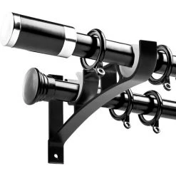 Support De Tringle à Rideaux Double Draperie Tringle Supports Noir Supports De Tringle à Rideaux En Robuste En Alliage D'aluminium Avec Vis Supports Pour Barre Rideau Fixations Pour Tringle à Rideaux，Starlight，2Pcs -Rideau et tringle Soldes 2024 46969885 4