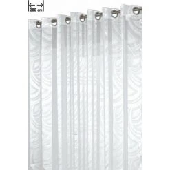 RIDEAUDISCOUNT Voilage Grande Largeur 280 X 240 Cm à Oeillets Brillant Contemporain Blanc - Blanc
