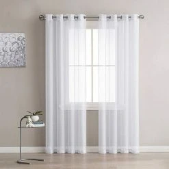 GUAZHUNIFR Lot De 2 Rideaux Voilages Blanc, Panneaux De Fenêtres Voile De Fenêtre Avec Solide à Oeillets Pour Salon Chambre Décoration, 137cm X 241 Cm Guazhuni