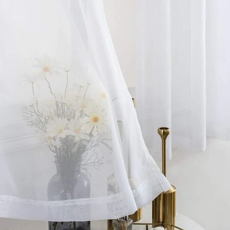 GUAZHUNIFR Lot De 2 Rideaux Voilages Blanc, Panneaux De Fenêtres Voile De Fenêtre Avec Solide à Oeillets Pour Salon Chambre Décoration, 137cm X 241 Cm Guazhuni 3 GUAZHUNIFR Lot De 2 Rideaux Voilages Blanc, Panneaux De Fenêtres Voile De Fenêtre Avec Solide à Oeillets Pour Salon Chambre Décoration, 137cm X 241 Cm Guazhuni – Image 3