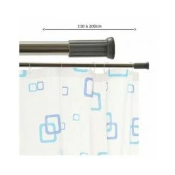 Barre Pour Rideau De Douche Extensible Chrome Et Gris De 110 à 200cm - Chrome/Inox