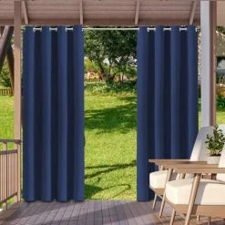 ASUPERMALL 1 Panneau Rideau Extérieur Et Intérieur Bloquant Le Soleil Rideaux à Œillets D'Intimité Pour Pergola Porche Pavillon Jardin Pelouse Couloir, 132*213Cm, Bleu - Bleu