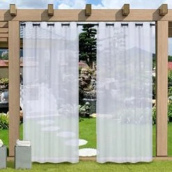 ASUPERMALL 1 Panneau Extérieur Semi-Transparent Rideau Imperméable Rideau Intimité Rideaux à Œillets Pour Pergola Porche Pavillon Jardin Pelouse Couloir Solarium Décor, Type 1, 132*213Cm