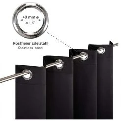 TINOR Lot De 2 Rideaux Occultants 140x170 Cm - Rideau Occultant Noir - Rideau Opaque Avec ﾅ段llets - Double Rideaux Occultant - Rideau Fenetre -Rideau et tringle Soldes 2024 48408825 3