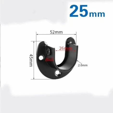 GUAZHUNIFR Support De Tringle à Rideaux Douilles En Forme De U Support Tringle Penderie Extrémité De Tige De Penderie Pour Rideau Ou Armoire, Noir Mat En Acier Inoxydable, 25 Mm, Guazhuni 2 Pcs 5 GUAZHUNIFR Support De Tringle à Rideaux Douilles En Forme De U Support Tringle Penderie Extrémité De Tige De Penderie Pour Rideau Ou Armoire, Noir Mat En Acier Inoxydable, 25 Mm, Guazhuni 2 Pcs – Image 5