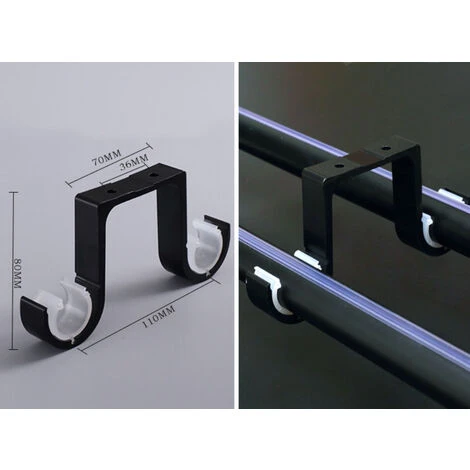 ELLE 2 Supports De Plafond Support Noir Support De Tringle à Rideau Double Support De Tringle à Rideau En Alliage D'aluminium 2 ELLE 2 Supports De Plafond Support Noir Support De Tringle à Rideau Double Support De Tringle à Rideau En Alliage D'aluminium – Image 2