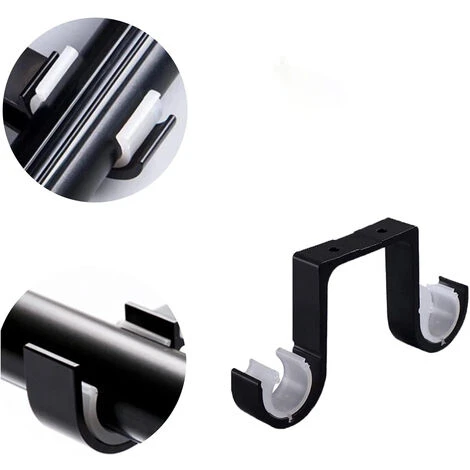 ELLE 2 Supports De Plafond Support Noir Support De Tringle à Rideau Double Support De Tringle à Rideau En Alliage D'aluminium 3 ELLE 2 Supports De Plafond Support Noir Support De Tringle à Rideau Double Support De Tringle à Rideau En Alliage D'aluminium – Image 3