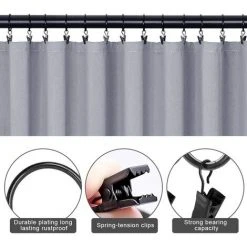 LONGZIMING Pince Pour Rideaux 38mm, Clips De Rideau, 36 Pièces Anneaux Rideaux Avec Pince, Fait De Fer, Avec Des Clips, Solide Et Durable, Pour Rideaux, Rideaux De Douche, Pendentifs, Photos  (Noir) -Rideau et tringle Soldes 2024 48929664 3