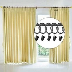 LONGZIMING Pince Pour Rideaux 38mm, Clips De Rideau, 36 Pièces Anneaux Rideaux Avec Pince, Fait De Fer, Avec Des Clips, Solide Et Durable, Pour Rideaux, Rideaux De Douche, Pendentifs, Photos  (Noir) -Rideau et tringle Soldes 2024 48929664 4