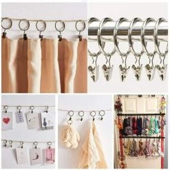 LONGZIMING Pince Pour Rideaux 38mm, Clips De Rideau, 36 Pièces Anneaux Rideaux Avec Pince, Fait De Fer, Avec Des Clips, Solide Et Durable, Pour Rideaux, Rideaux De Douche, Pendentifs, Photos  (Noir) -Rideau et tringle Soldes 2024 48929664 5