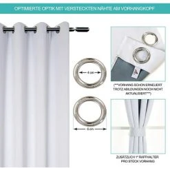 WOLTU 1 Pièce Rideau Occultant En Polyester. Rideau Opaque Suspension à œillets. 135x225cm. Blanc. VH5866ws -Rideau et tringle Soldes 2024 49240647 4