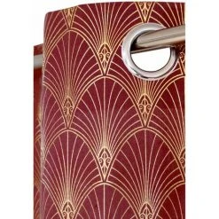 RIDEAUDISCOUNT Rideau Tamisant 135 X 260 Cm à Oeillets Motif Imprimé Métallisé Coquilles Doré Matière Recyclée Rouge Foncé - Rouge -Rideau et tringle Soldes 2024 50012023 4