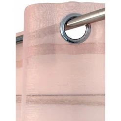 RIDEAUDISCOUNT Voilage 140 X 260 Cm à Oeillets Effet Lin Uni Rose - Rose -Rideau et tringle Soldes 2024 50238763 4