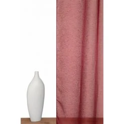 RIDEAUDISCOUNT Voilage 140 X 260 Cm à Oeillets Effet Lin Uni Rouge Foncé - Rouge -Rideau et tringle Soldes 2024 50239905 3