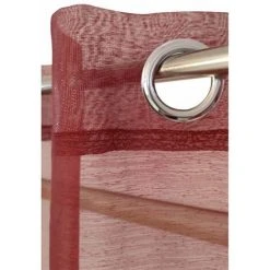 RIDEAUDISCOUNT Voilage 140 X 260 Cm à Oeillets Effet Lin Uni Rouge Foncé - Rouge -Rideau et tringle Soldes 2024 50239905 4