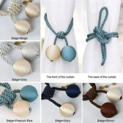 ALMI Lot De 2 Embrasses De Rideaux-Embrasse Rideau Tressage Rideaux Boucle Attaches Pour Rideaux-Boucles Pour Rideaux-Accessoires Pour Rideaux Et Stores- Beige + Marine -Rideau et tringle Soldes 2024 50909248 4