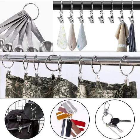 Anneaux Pour Rideaux,Anneau Rideau Avec Pinces,Décoratif Métal Drapé Clip Crochets Ensemble Diamètre Intérieur De Argent,Antirouille,Facile Ouvert Anneaux à Pince,Starlight,20 Pièces 2 Anneaux Pour Rideaux,Anneau Rideau Avec Pinces,Décoratif Métal Drapé Clip Crochets Ensemble Diamètre Intérieur De Argent,Antirouille,Facile Ouvert Anneaux à Pince,Starlight,20 Pièces – Image 2