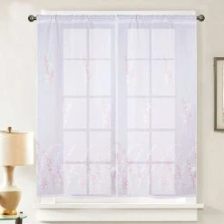 BEST INTERIOR Paire De Vitrage Flora Rose 2x60x120cm - Rose