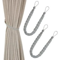 ELLE Embrasses De Rideaux Simples En Forme De Corde Tricotées à La Main - Type : Embrasses Et Accessoires De Rideaux,gris