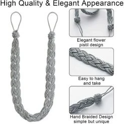 ELLE Embrasses De Rideaux Simples En Forme De Corde Tricotées à La Main - Type : Embrasses Et Accessoires De Rideaux，gris -Rideau et tringle Soldes 2024 51418492 4