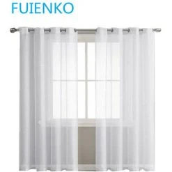 Lot De 2 Rideaux Voilages Blanc, Pour Salon Chambre , 140 Cm X 240cm FUIENKO