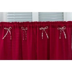LITZEE Rideaux Petites Fenêtres Court Style Country Vintage Opaque Disque Rideaux Rideaux Courts Rideau Court Rideau Cuisine Moderne À Carreaux Ensemble De 2 Salon (Vin Rouge 71 * 61 Cm) -Rideau et tringle Soldes 2024 51551597 4