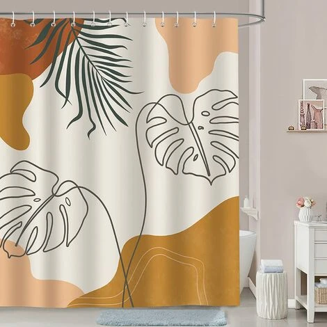 ELLE Minimaliste Boho Feuilles Tropicales Rideau De Douche 180 X 180 Cm Rideau De Douche Tissu Polyester Résistant À La Moisissure Imperméable Rideau De Douche Imperméable 1 ELLE Minimaliste Boho Feuilles Tropicales Rideau De Douche 180 X 180 Cm Rideau De Douche Tissu Polyester Résistant À La Moisissure Imperméable Rideau De Douche Imperméable