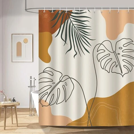 ELLE Minimaliste Boho Feuilles Tropicales Rideau De Douche 180 X 180 Cm Rideau De Douche Tissu Polyester Résistant À La Moisissure Imperméable Rideau De Douche Imperméable 2 ELLE Minimaliste Boho Feuilles Tropicales Rideau De Douche 180 X 180 Cm Rideau De Douche Tissu Polyester Résistant À La Moisissure Imperméable Rideau De Douche Imperméable – Image 2