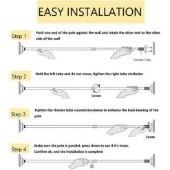 GUAZHUNIFR Tringle Rideau Sans Percage, Tringle De Douche Extensible, Barre De Douche, Tringle A Rideaux Rxtensible Sans Percage Barres De Serrage/ Barre Telescopique Installation Facile Guahzuni -Rideau et tringle Soldes 2024 52489339 5