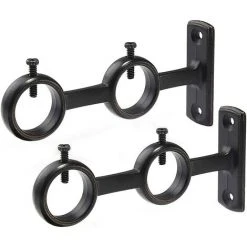 GUAZHUNIFR Lot De 2 Supports Pour Tringle à Rideaux - Crochets Doubles - Noir-Guazhuni