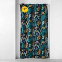 CDAFFAIRES Lot De 2 Rideaux Tamisant 140 X 240 Cm 100% Coton Panatropic Bleu
