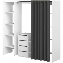 SYMBIOSIS - Dressing Et Meuble De Rangement TOM Blanc Et Gris -Rideau et tringle Soldes 2024 52873063 3
