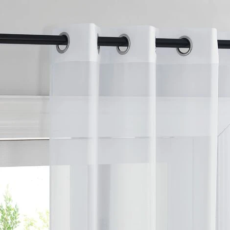 ECHOO Rideaux Voilages Blanc - Lot De 2 Rideau Court 140 X 160 Cm Décoration De Maison Chambre Cuisine, Organza Tulle Avec Oeillets Transparent Lumineux Filtrer, Blanc, 2 PCs 2 ECHOO Rideaux Voilages Blanc - Lot De 2 Rideau Court 140 X 160 Cm Décoration De Maison Chambre Cuisine, Organza Tulle Avec Oeillets Transparent Lumineux Filtrer, Blanc, 2 PCs – Image 2