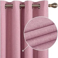 Deconovo Rideaux Occultants Thermique Isolant, Design Moderne à Oeillets, 2 Pieces Rideaux Pour Salon Et Chambre, 117x138 Cm, Rose - Rose