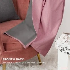 Deconovo Rideaux Occultants Thermique Isolant, Design Moderne à Oeillets, 2 Pieces Rideaux Pour Salon Et Chambre, 117x138 Cm, Rose - Rose -Rideau et tringle Soldes 2024 53047930 4