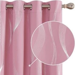 Deconovo Rideaux Occultants Thermique Isolant, Design Moderne à Oeillets, Rideaux Pour Salon Et Chambre, 2 Pièces, 132x138 Cm, Rose