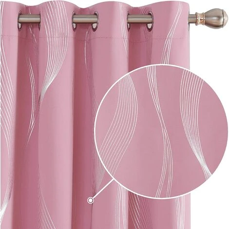 Deconovo Rideaux Occultants Thermique Isolant, Design Moderne à Oeillets, Rideaux Pour Salon Et Chambre, 2 Pièces, 132x138 Cm, Rose 1 Deconovo Rideaux Occultants Thermique Isolant, Design Moderne à Oeillets, Rideaux Pour Salon Et Chambre, 2 Pièces, 132x138 Cm, Rose