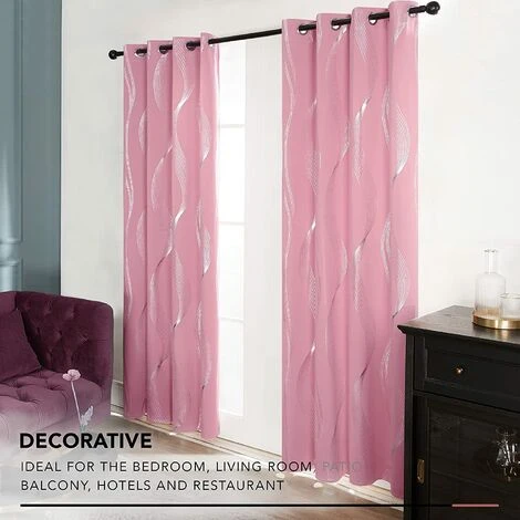 Deconovo Rideaux Occultants Thermique Isolant, Design Moderne à Oeillets, Rideaux Pour Salon Et Chambre, 2 Pièces, 132x138 Cm, Rose 3 Deconovo Rideaux Occultants Thermique Isolant, Design Moderne à Oeillets, Rideaux Pour Salon Et Chambre, 2 Pièces, 132x138 Cm, Rose – Image 3