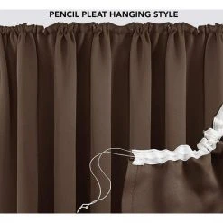 Deconovo Lot De 2 Rideaux Occultants Galon Fronceur, 140x160 Cm, Brun - Brun -Rideau et tringle Soldes 2024 53048508 4