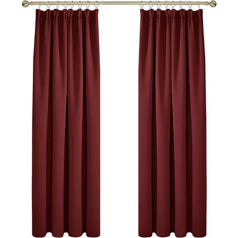 Deconovo Lot De 2 Rideaux Occultants Isolants Thermiques Avec Galon Fronceur, Grande Taille, 140x200 Cm, Rouge 1 Deconovo Lot De 2 Rideaux Occultants Isolants Thermiques Avec Galon Fronceur, Grande Taille, 140x200 Cm, Rouge