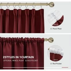 Deconovo Lot De 2 Rideaux Occultants Isolants Thermiques Avec Galon Fronceur, Grande Taille, 140x200 Cm, Rouge 8 Deconovo Lot De 2 Rideaux Occultants Isolants Thermiques Avec Galon Fronceur, Grande Taille, 140x200 Cm, Rouge -Rideau et tringle Soldes 2024 53048787 4