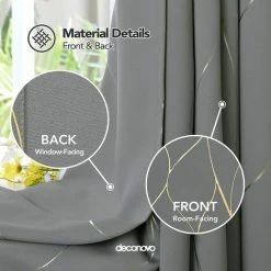 Deconovo Rideaux Occultants Thermique Isolant, Motifs Ligne Doré, 2 Pieces, 140x240 Cm, Gris Clair - Gris Clair 7 Deconovo Rideaux Occultants Thermique Isolant, Motifs Ligne Doré, 2 Pieces, 140x240 Cm, Gris Clair - Gris Clair -Rideau et tringle Soldes 2024 53048899 3