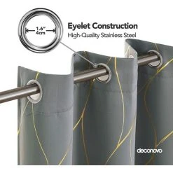 Deconovo Rideaux Occultants Thermique Isolant, Motifs Ligne Doré, 2 Pieces, 140x240 Cm, Gris Clair - Gris Clair 8 Deconovo Rideaux Occultants Thermique Isolant, Motifs Ligne Doré, 2 Pieces, 140x240 Cm, Gris Clair - Gris Clair -Rideau et tringle Soldes 2024 53048899 4