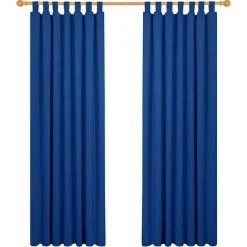 Deconovo Lot De 2 Rideaux Occultant Isolant Thermiques Salon à Pattes, Taille Moyenne, 140x210 Cm, Bleu Roi
